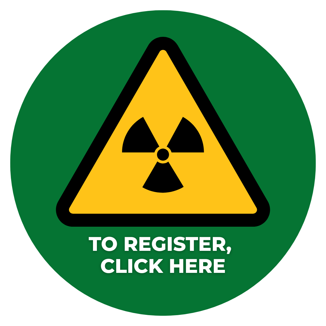 ROUND GREEN CIRCLE WITH HAZMAT LOGO AND REGISTER HERE TEXT IN WHITE